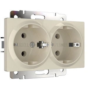 Изображение Розетка двойная с заземлением (слоновая кость) W1172003