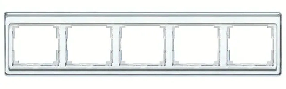 Изображение Рамка пятерная, для горизонтального монтажа Jung SL 500, стекло серебро sl5850si SL 500