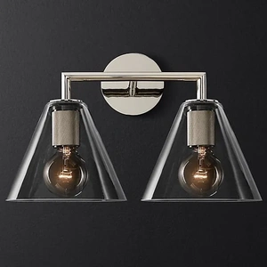 Изображение Бра Rh Utilitaire Funnel Shade Double Sconce Silver By Imperiumloft