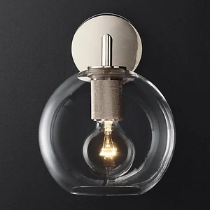 Изображение Бра Rh Utilitaire Globe Shade Single Sconce Silver By Imperiumloft