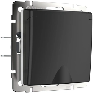 Изображение Розетка влагозащ. с зазем. с защит. крышкой и шторками (черный матовый) W1171208