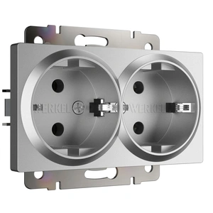 Изображение Розетка двойная с заземлением (серебряный матовый) W1172065