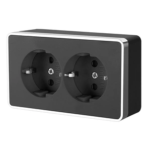 Изображение Розетка двойная с заземлением Gallant (черный/хром) W5072135
